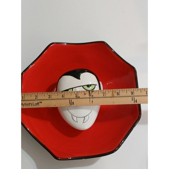 Haunted Halls Halloween Vampire Dracula Plate Ceramic Red & Black - Picture 12 of 13